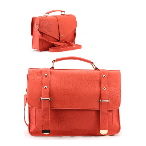 Metal Stud Vintage Trend Woman Handbag Cross Body Bag Coral Red / Rchcl0041col